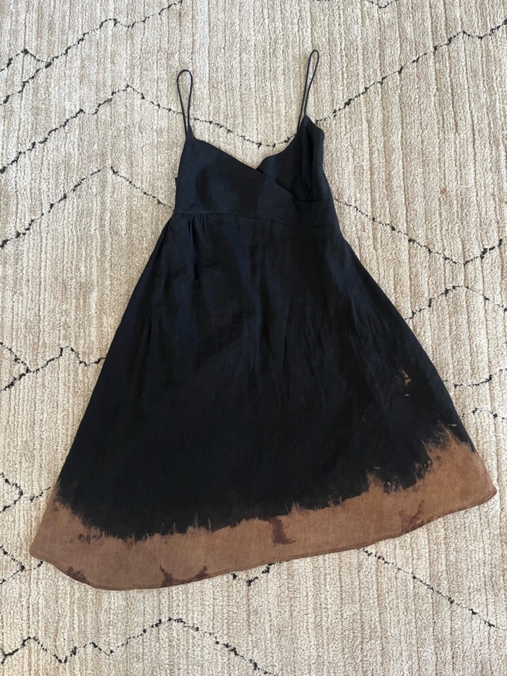 Designer Abigail Glaum-Lathbury Women’s Mini Dress Size M Black And Tan Tie-Dye